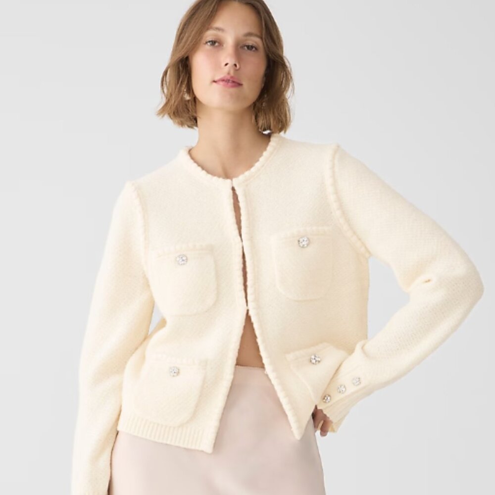 NWT J. Crew Odette Sweater Lady Jacket with Jewel Buttons (XS)